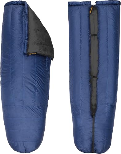 Featherstone Moondance 25 850 Fill Power Down Top Quilt Mummy Sleeping Bag Alternative for Ultralight Backpacking Camping and Thru-Hiking Color: Navy/Grey Size: Regular/Regular