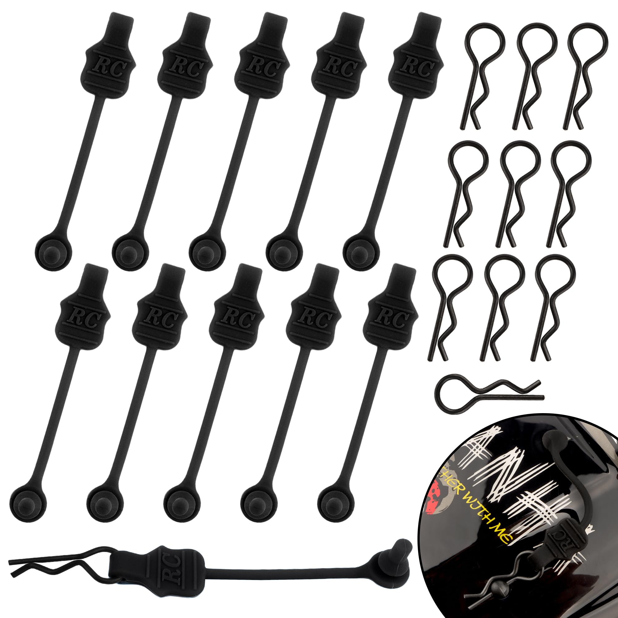 GDOOL 10 Pieces 1.2mm RC Body Shell Clips Pin with Pull Tabs Compatible with All 1/10 1/12 Scale Traxxas Arrma Redcat Axial Losi HSP HPI Kyosho RC Car