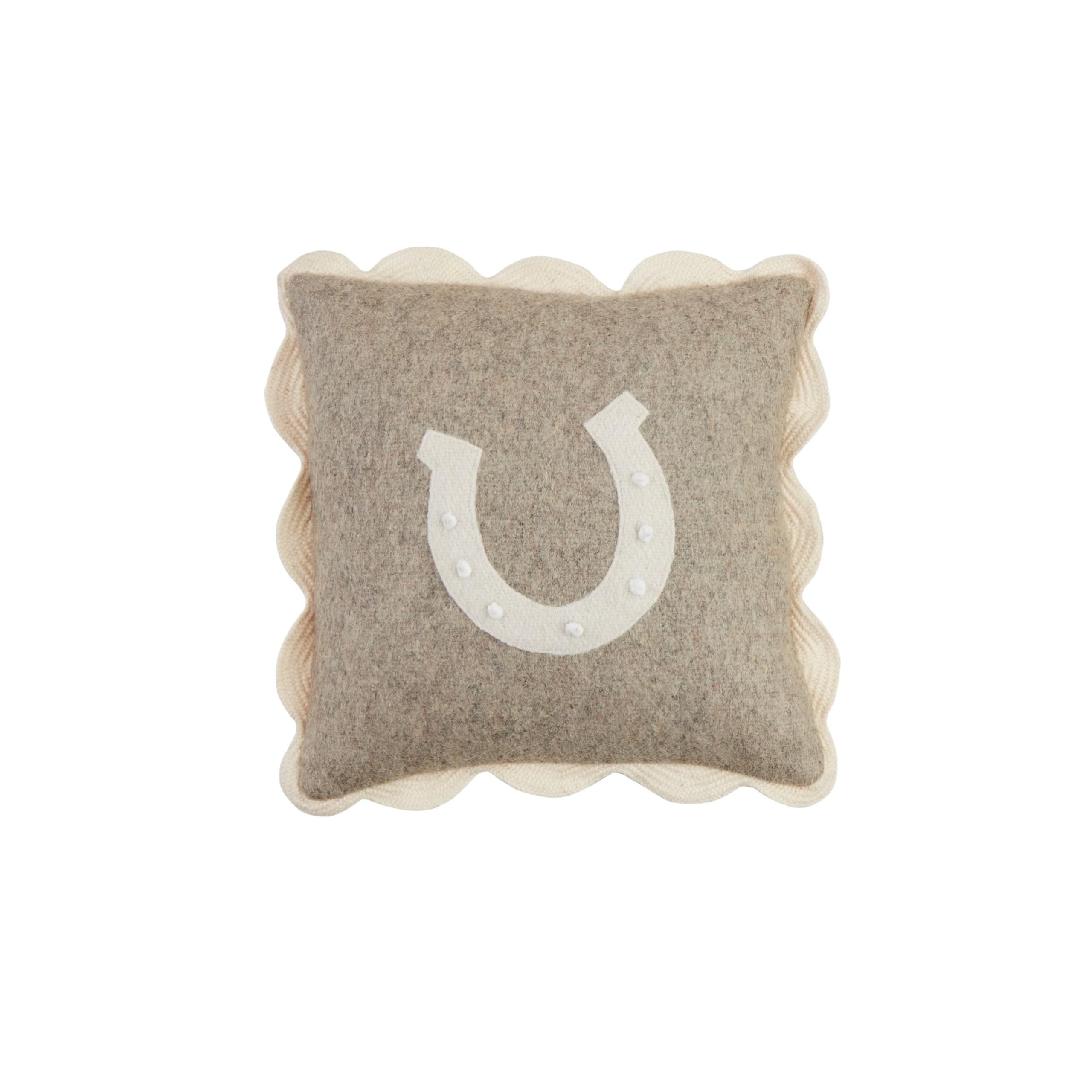 Photo 1 of Mud Pie Felt Horseshoe Mini Pillow; 8" X 8"