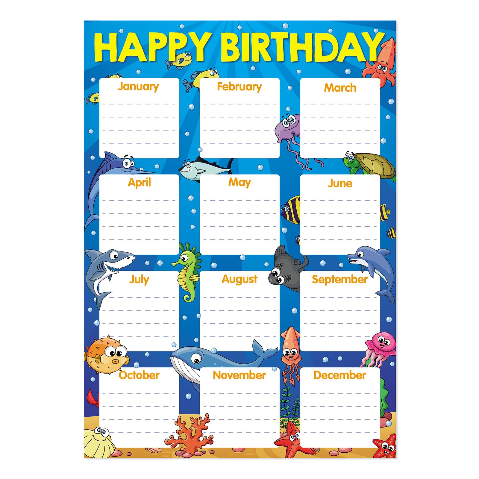 Photo 1 of JUESMOS Ocean Happy Birthday Chart