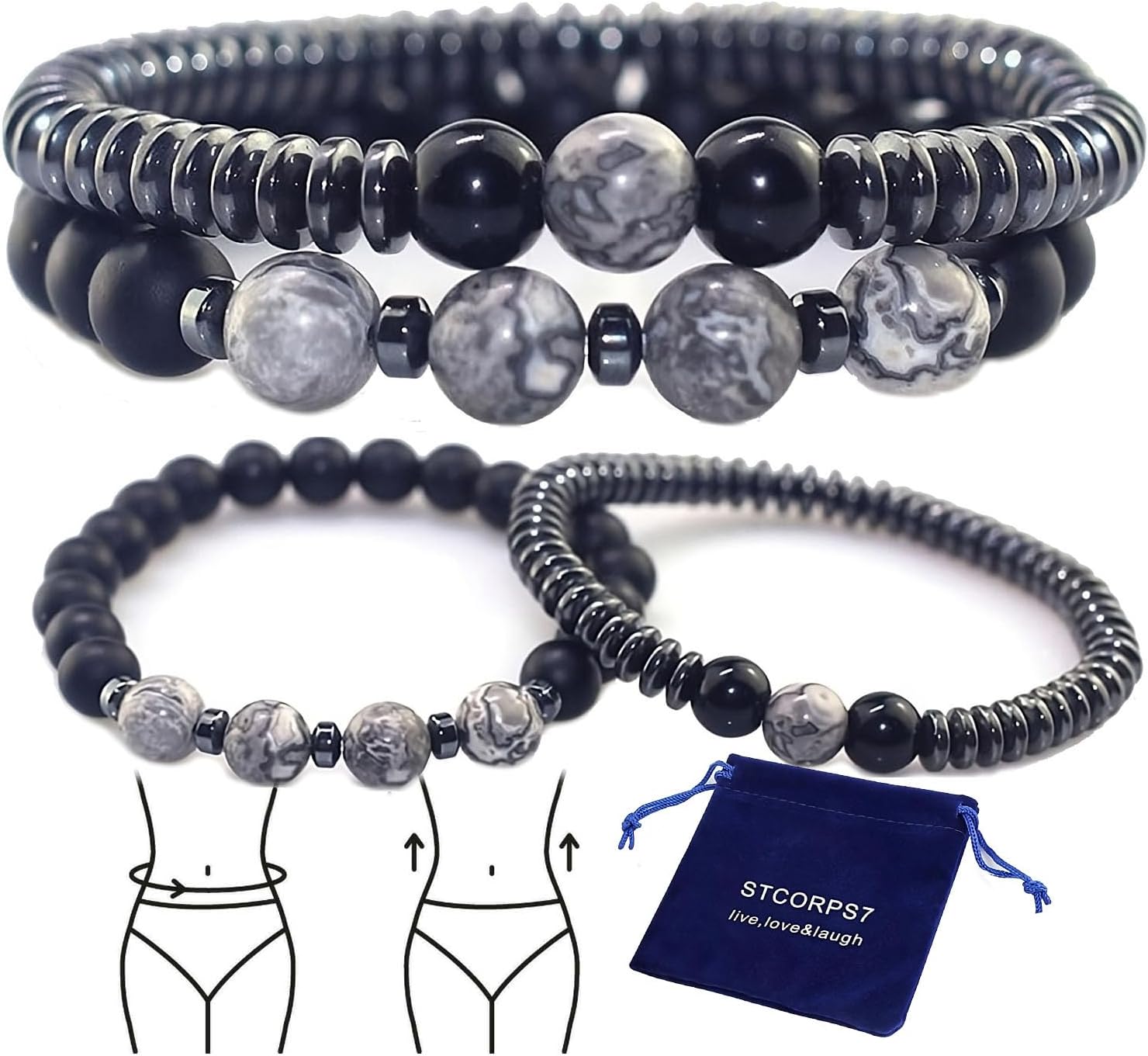 Magnetic Healing Bracelet – Adjustable Hematite Bracelet for Lymph Drainage
