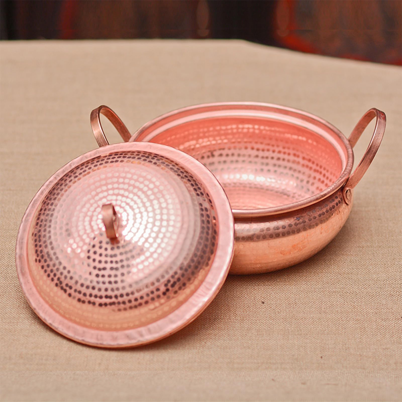 Pentola da cucina in puro rame da 25,9 cm, con coperchio, versatile per cucina gourmet, pentola e padella in rame artigianale, attrezzatura essenziale da cucina