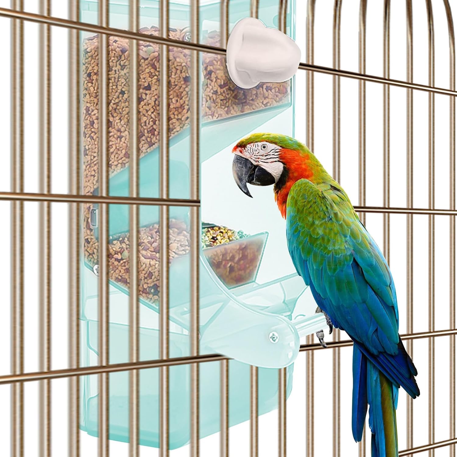Portable Automatic Bird Feeder with Food Container Hanging Bird Cage Food Bowl Splash-Proof Seed Dispenser Fresh Green image 4