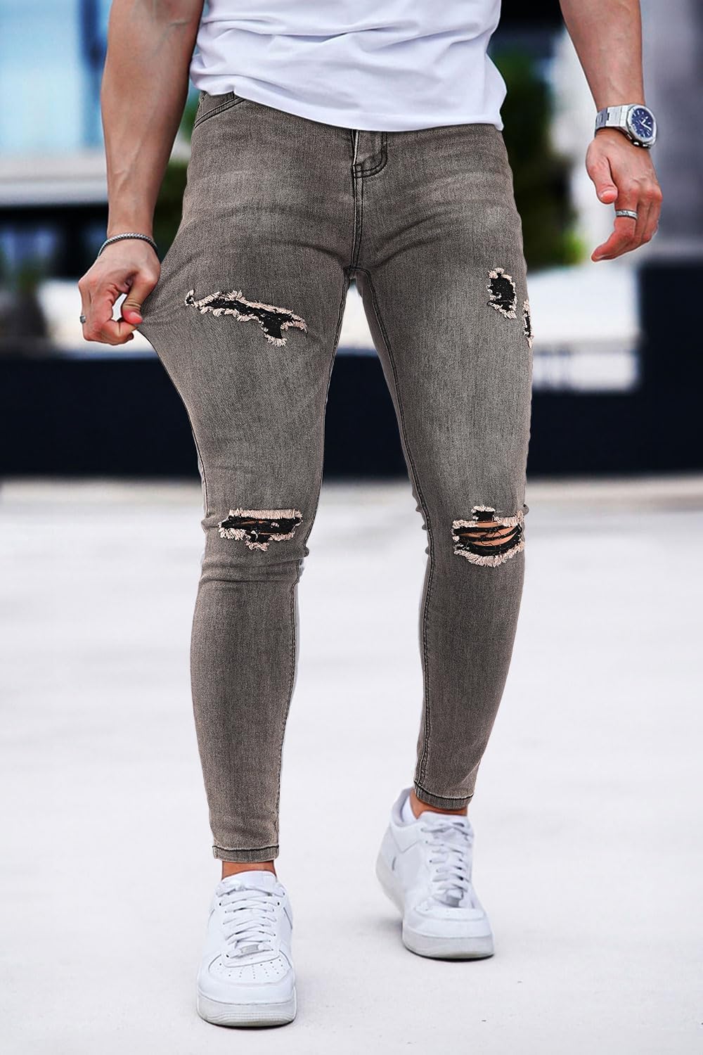 GINGTTO Mens Skinny Jeans Stretch Ripped Jeans Pants Men - Image 5