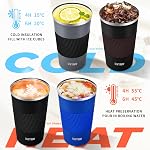 KETIEE 12 oz tasse à café, tasse de voyage à vide double paroi, tasse à thé avec limace, 304 Coupes de café isolantes en acier inoxydable pour café Cola Thé au lait (Grey)
