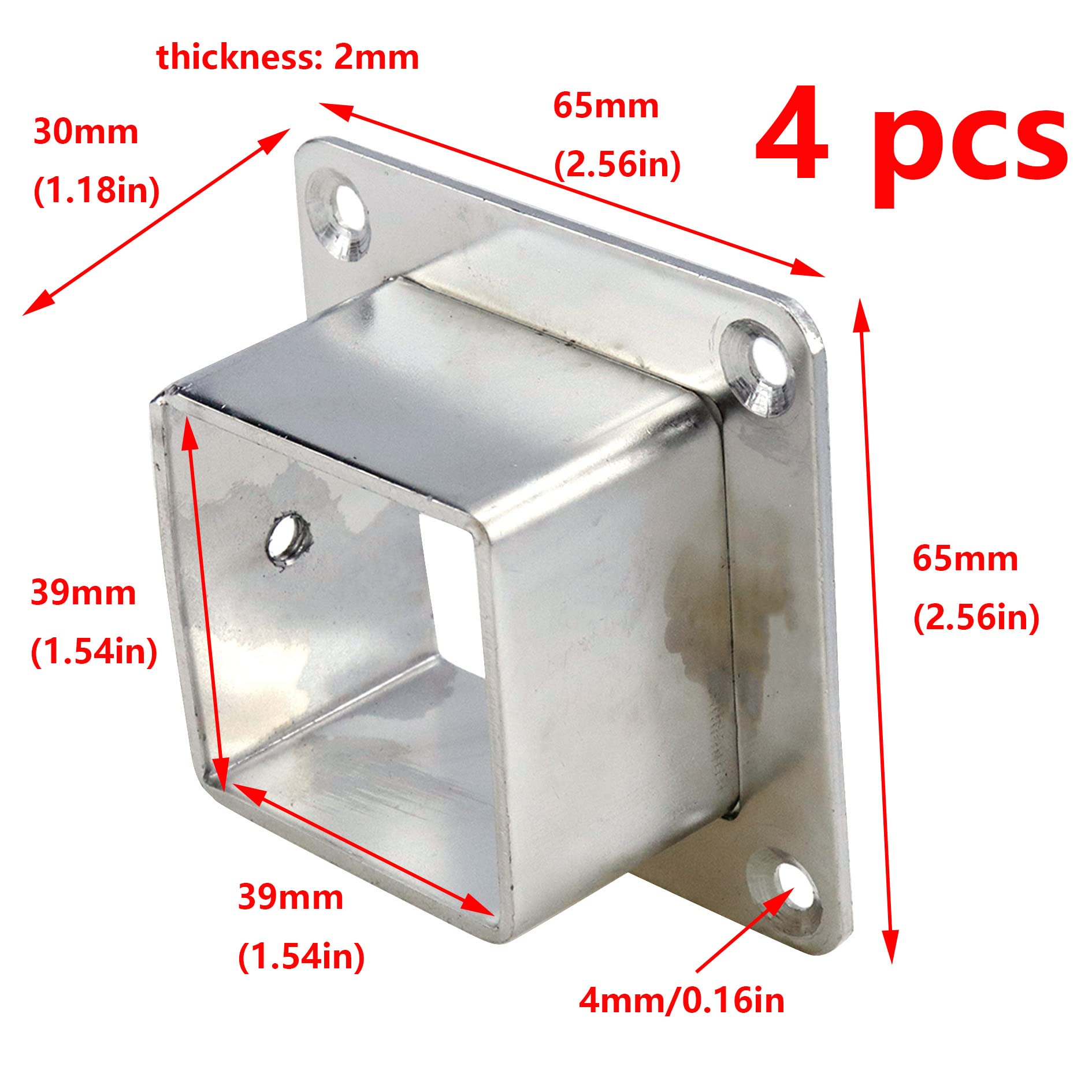 4Pcs Stainless Steel Rod Holder Flanges - For 1 Inch Closet, Curtain, Or Shower Rod