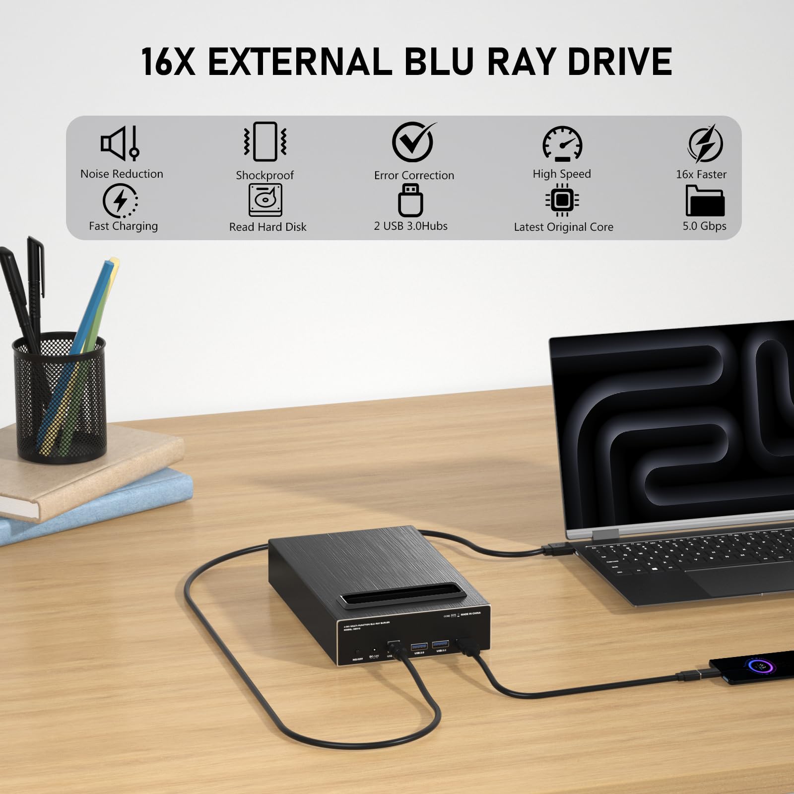 Amazon.com: mthstec 4 in 1 External Blu Ray Drive, 16x USB 3.0 and