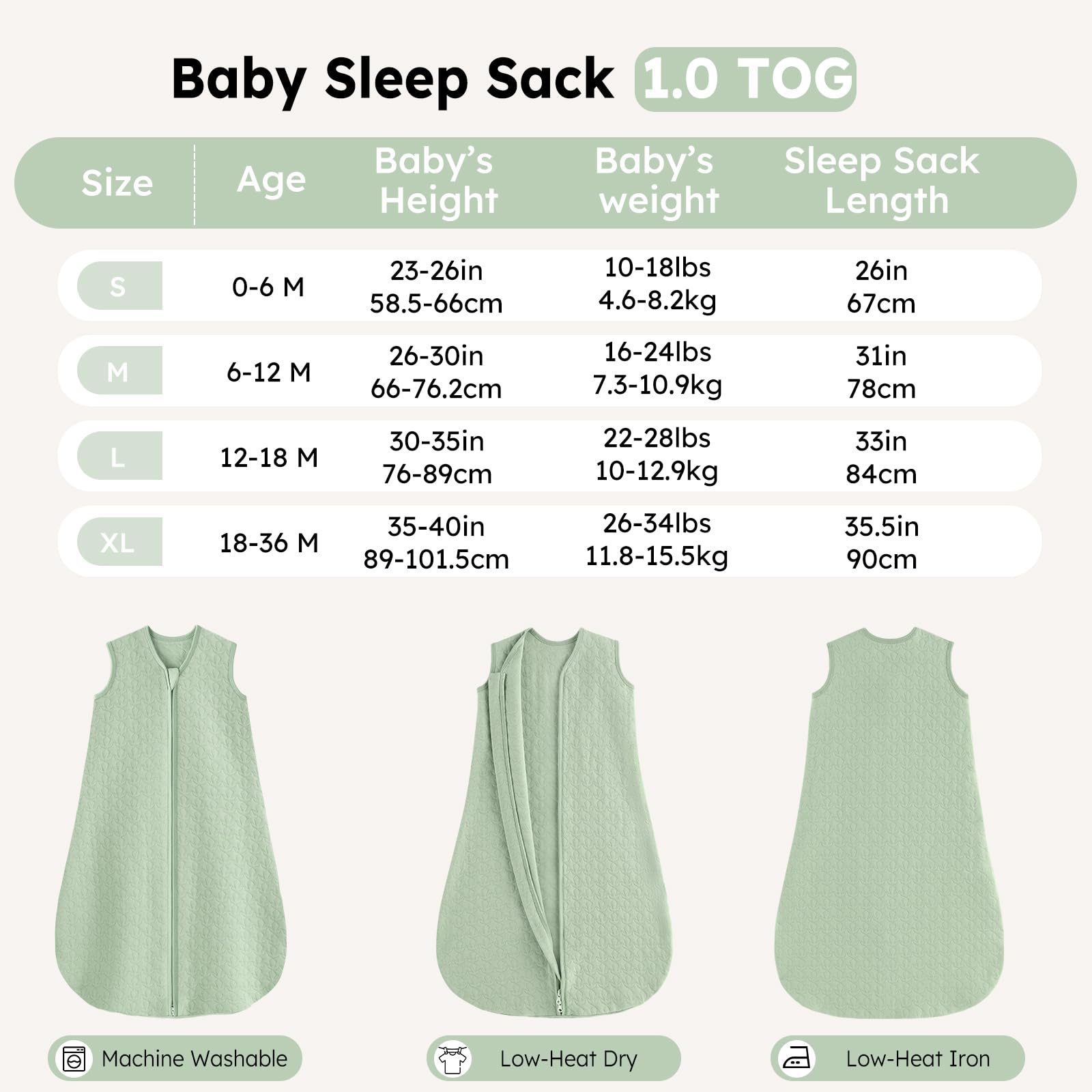 Unnivoll Schlafsack Baby Sommer 1.0 Tog Babyschlafsack 6-12 Monate Sommerschlafsack 78 cm für Jungen Mädchen Neugeborene Aprikose - 5