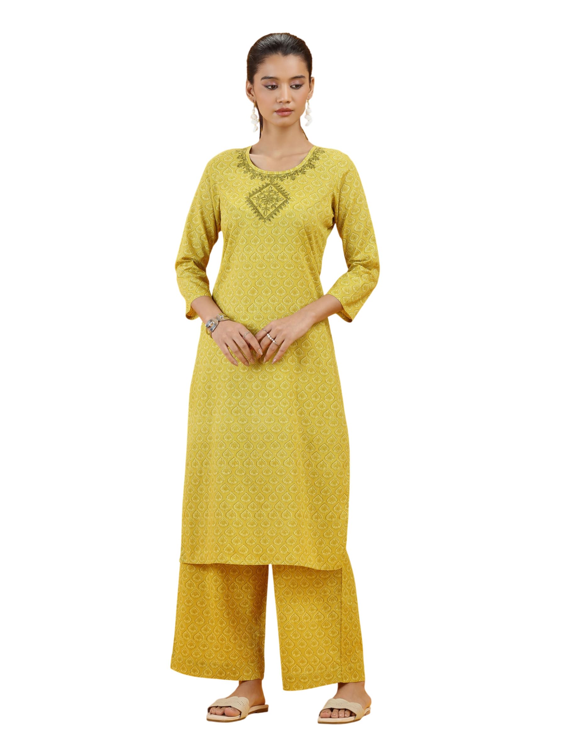 Lime Green Geometric Printed Cotton Co-Ord Set-XL-image-20