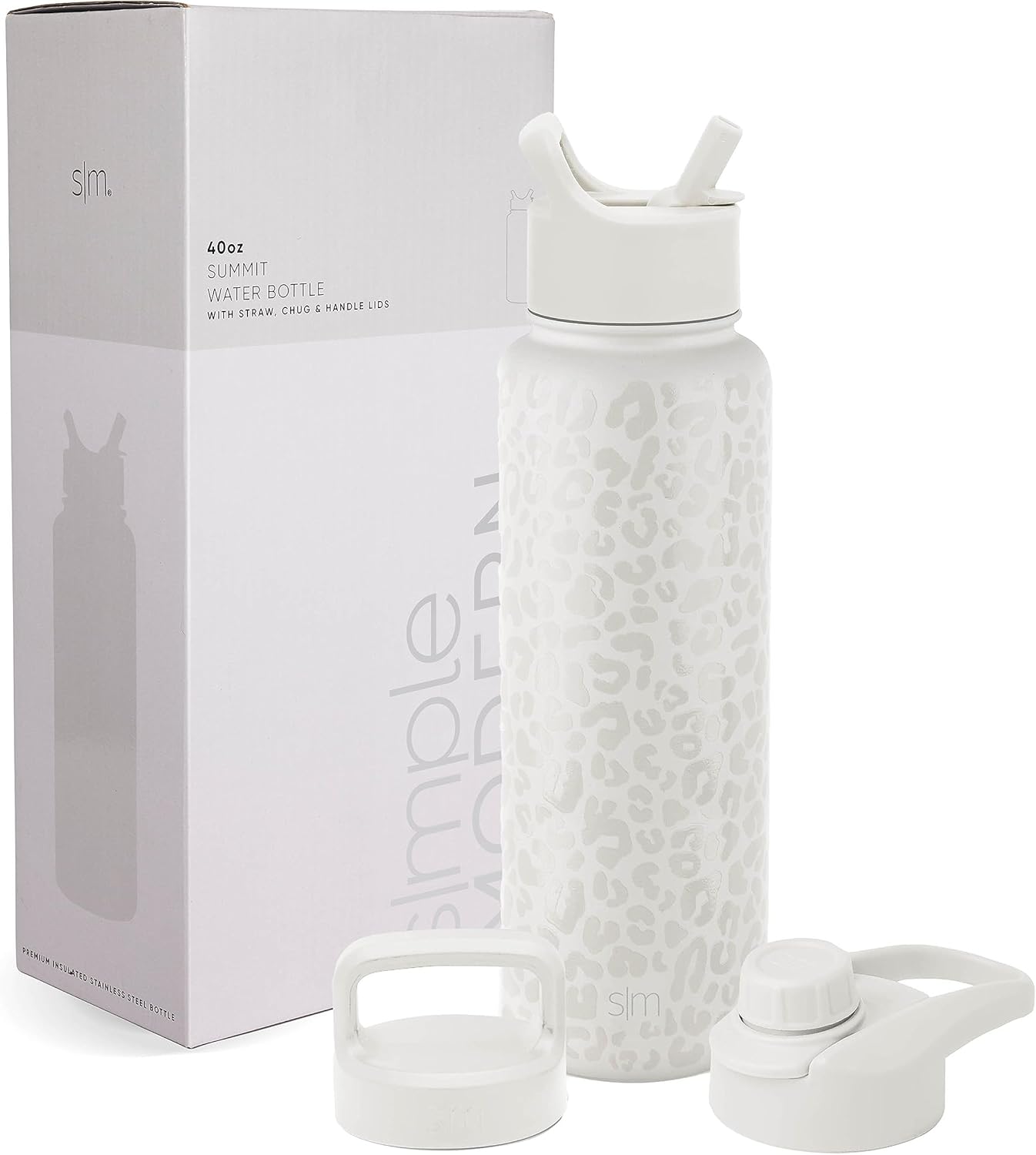 Simple Modern Water Bottle with Chug Lid Vacuum Insulated Stainless Steel Metal Thermos Bottles | Reusable Leak Proof BPA-Free Flask for Sports | Summit Collection | 32oz, Midnight Black