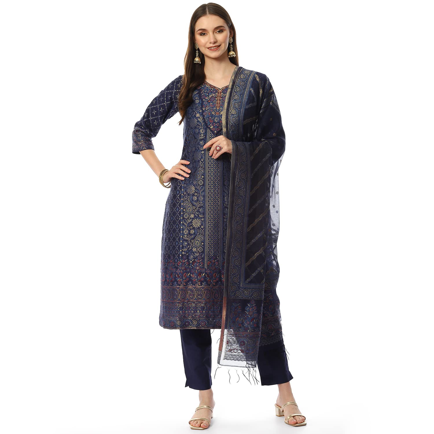 Women Art Silk Straight Kurta Slim Pants Suit Set-image-30