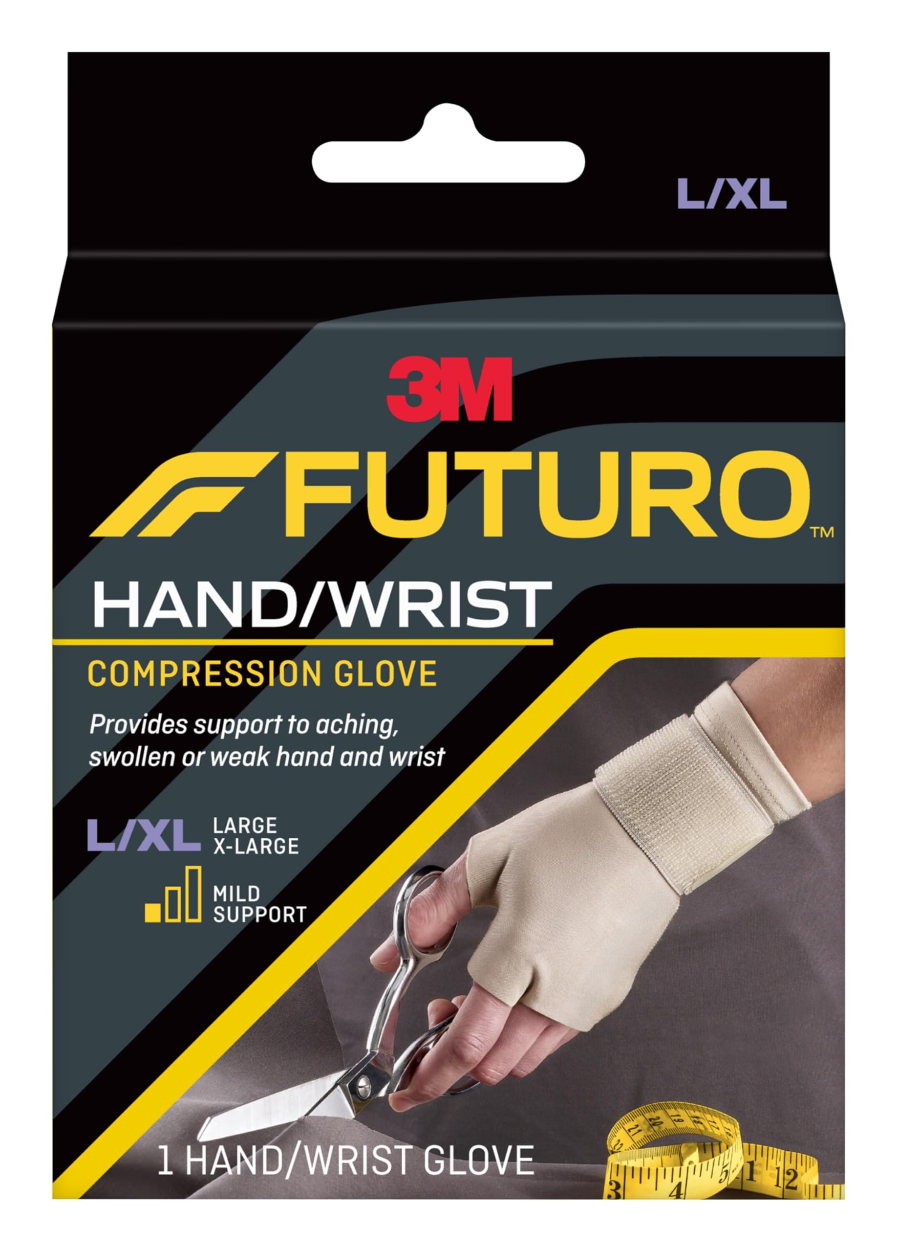 Futuro Compression Glove (wrist support) L/XL size, 1 unit/pack | Beige color | 09187ENR | Provides support to aching | swollen or weak hand and wrist | Mild support | Wrist support