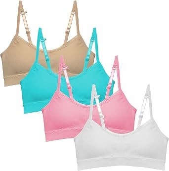 Popular Girls Padded Training Bra Pack Crop Cami Training Bras for Girls. Seamless Bra Design with Removable Padding