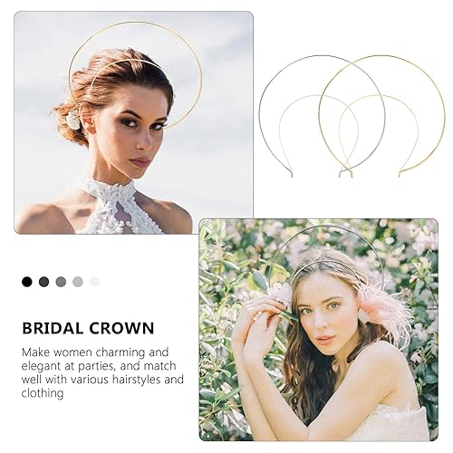 Miniatura 7 de Lurrose Diademas para mujer, 2 piezas, diadema de 2 capas, diosa, ángel, vintage, disfraz de novia, para Halloween, boda, baile de graduación