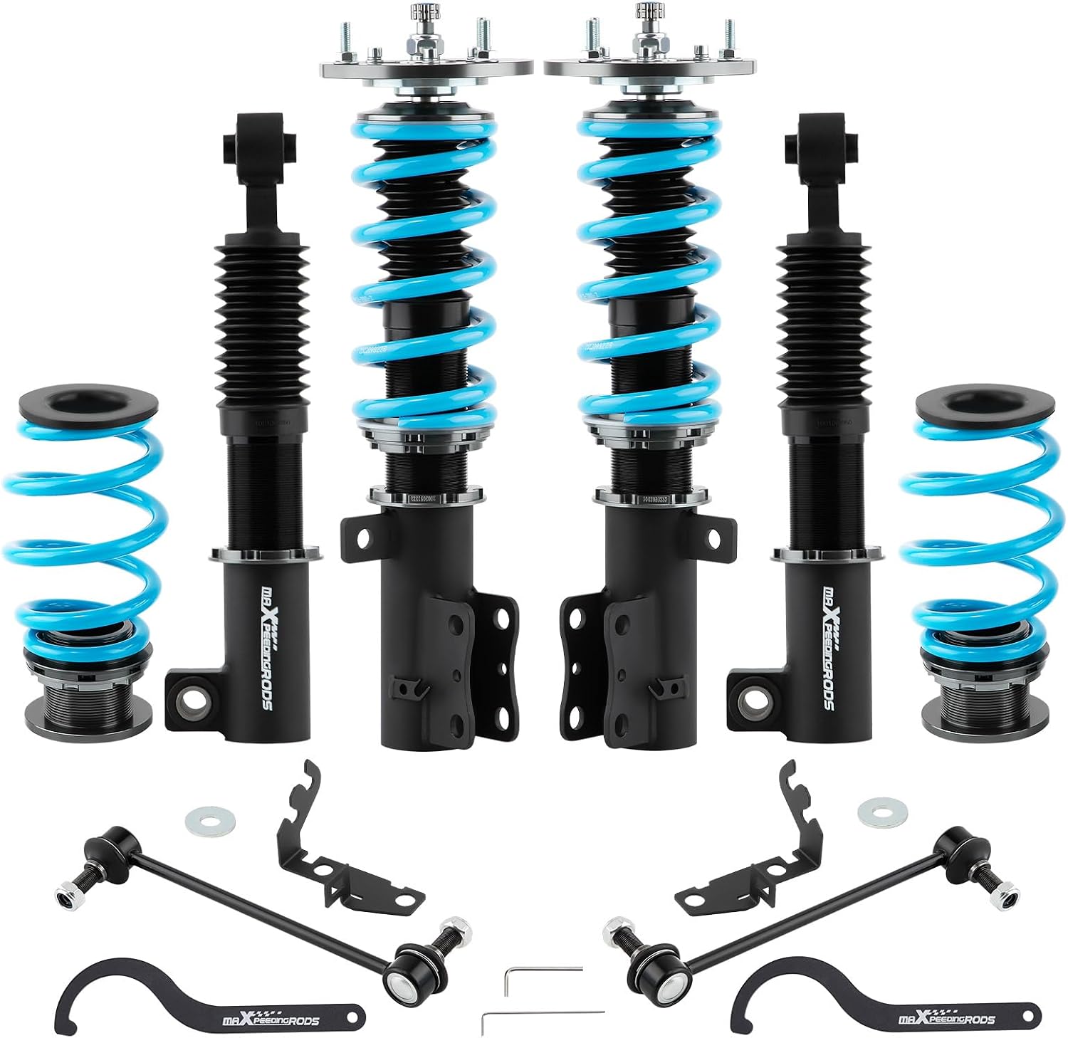maXpeedingrods Coilover for Chevrolet Cobalt 2005-2010, 24 Levels Damper Adjustable Coilovers Suspension Kit Strut, Height Adjustable Shock Absorber Struts, T6 Upgraded Lowering Kits Blue