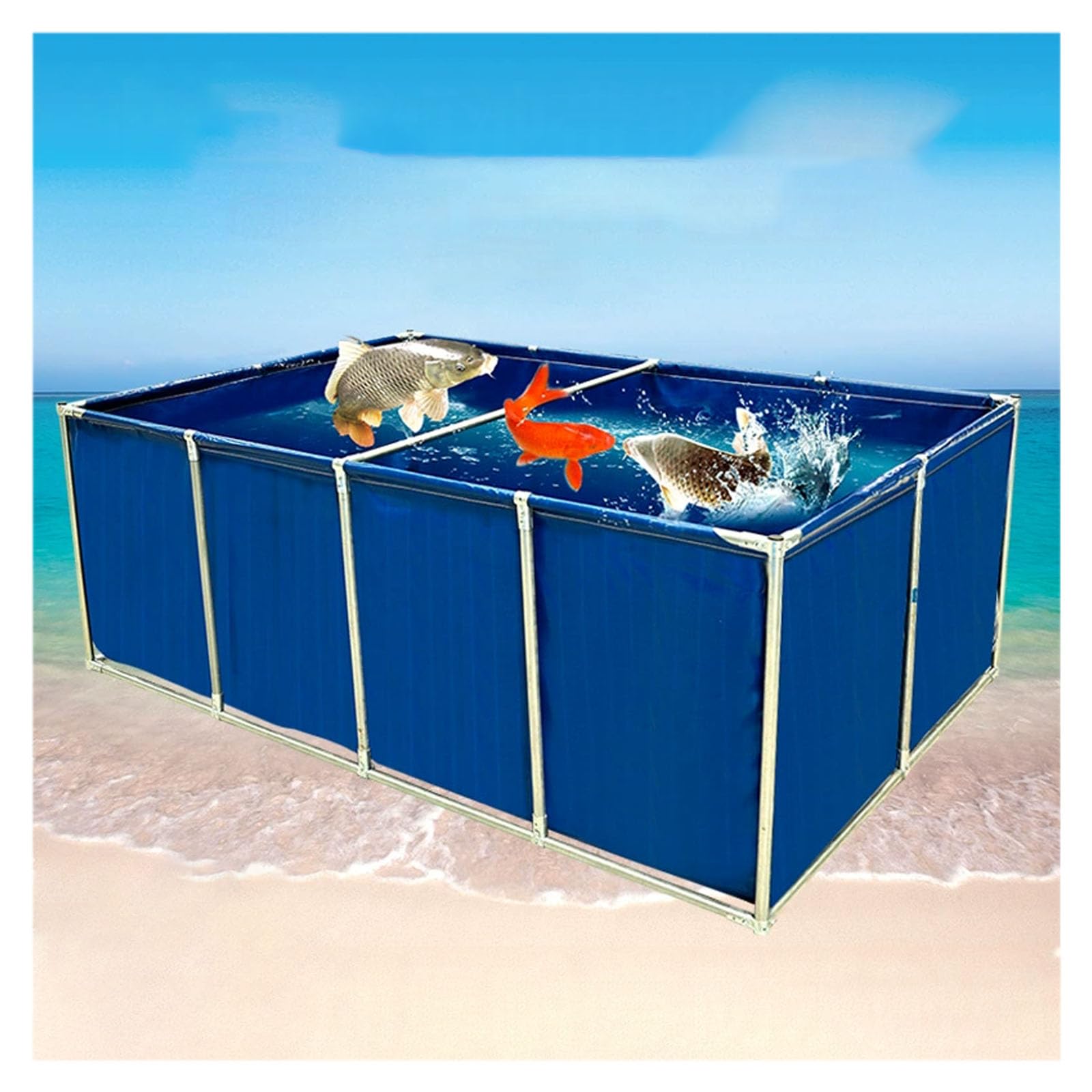 Estanque plegable para peces en PVC resistente con sistema de vaciado rápido para jardín