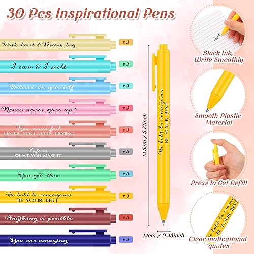 Miniatura 2 de Colarr 90 piezas de regalos inspiradores a granel, 30 mini blocs de notas de arcoíris, 30 llaveros motivacionales de silicona, 30 bolígrafos