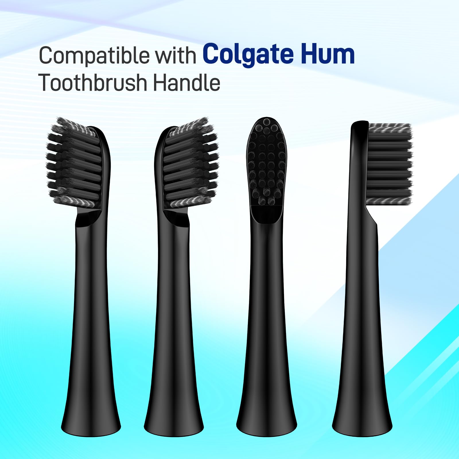 Cabezales de repuesto compatibles con Colgate Hum Connected Smart Battery Cabezal de cepillo de dientes eléctrico, paquete de 10, color negro