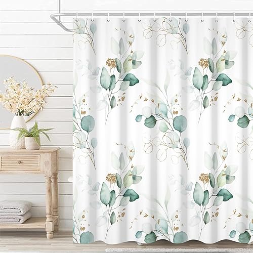 Miniatura 158 de Cortina de ducha de baño con temática de dinosaurio, cortina de ducha de hojas tropicales de dinosaurio verde con ganchos, cortina de ducha de tela