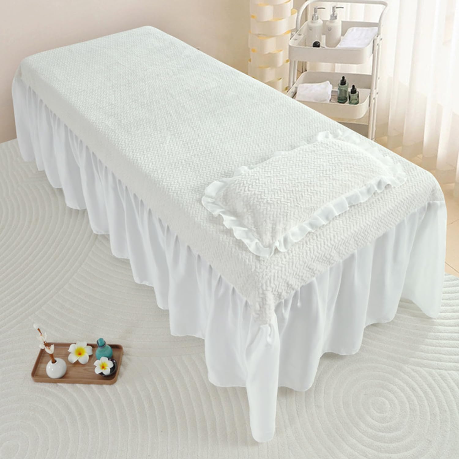 LDLCYCN Velvet Massage Table Bed Skirt Spa Bed Cover for Beauty Salon Tattoo Studio
