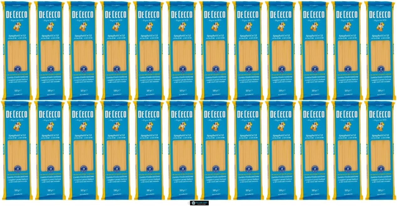 De Cecco Spaghetti Nr. 12, Italienische Hartweizennudeln, 24 Packungen à 500g, Pasta aus 100% italienischem Hartweizen, + keyring italy shop service