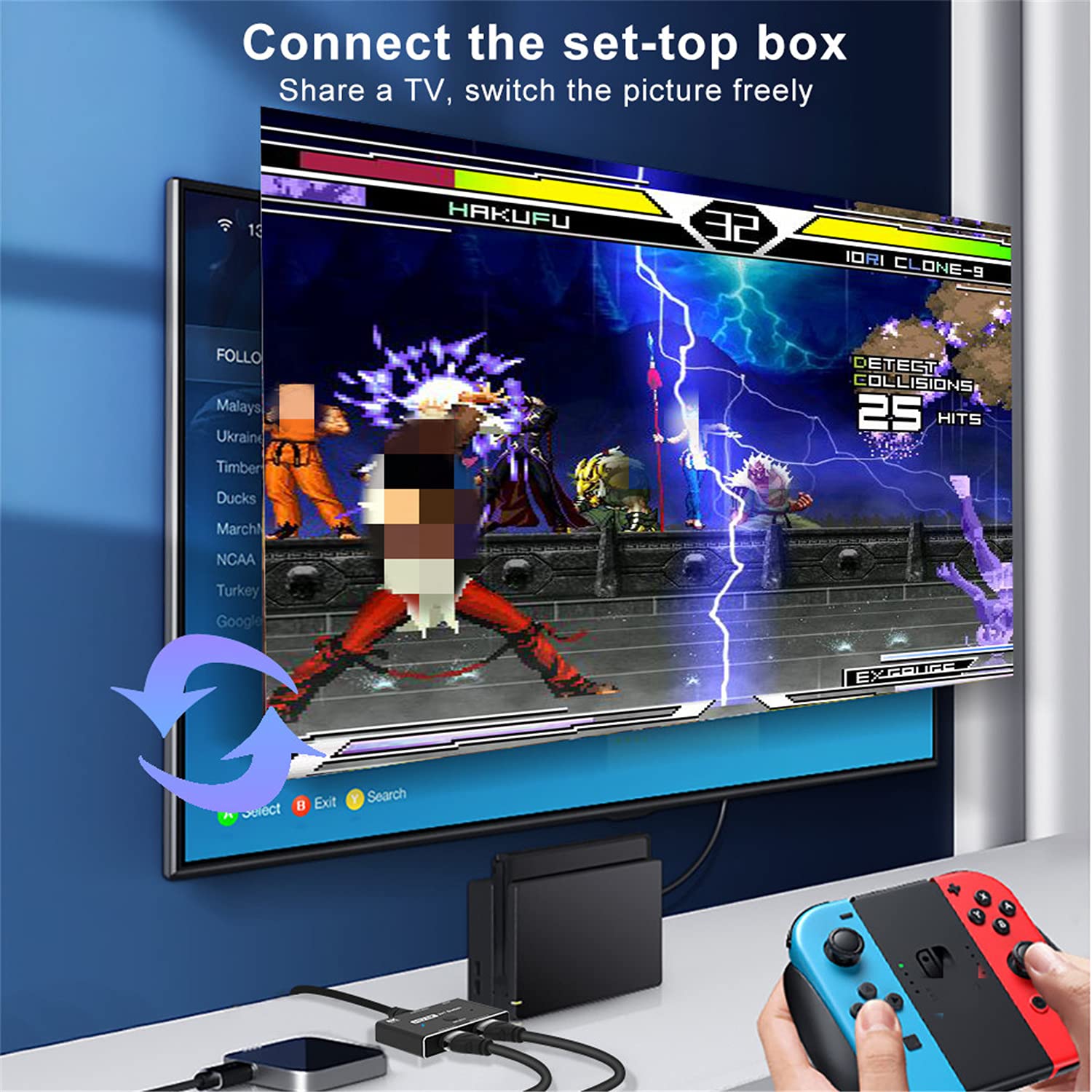 Switcher 2.1 compatibile HDMI 2 in 1 out 8K a 60Hz 4K a 120Hz Ultra HD KVM Switcher 2x1 Adattatore per PS4/5 TV Box HDTV Xbox Proiettore