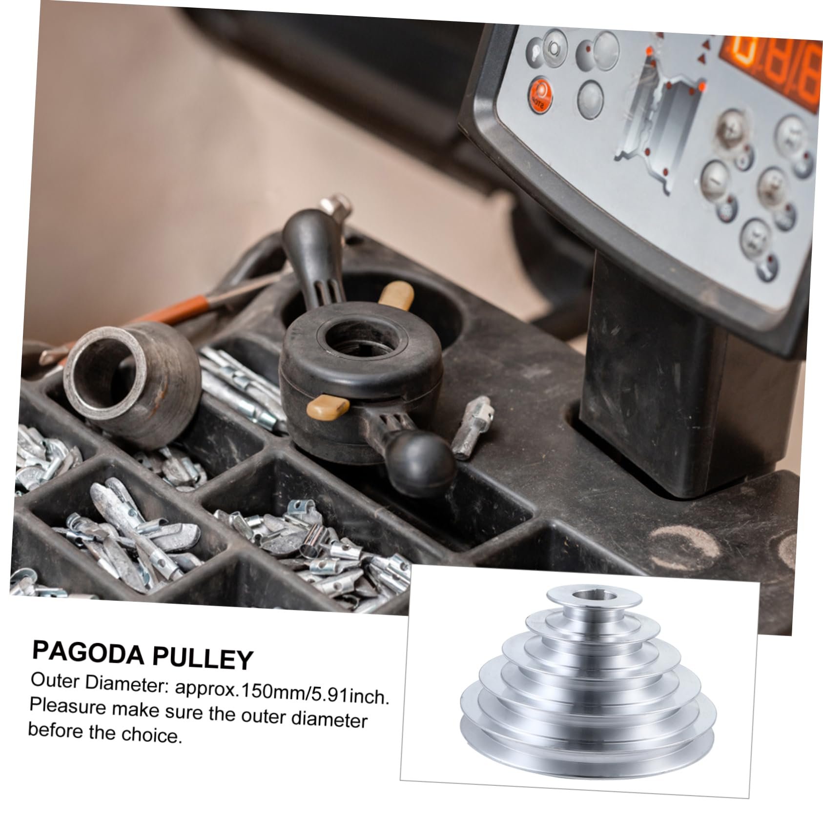 Puleggia Pagoda in Alluminio Argento Ruota Pagoda Cinghia Adatta per Trasmissione Ad Albero Motore