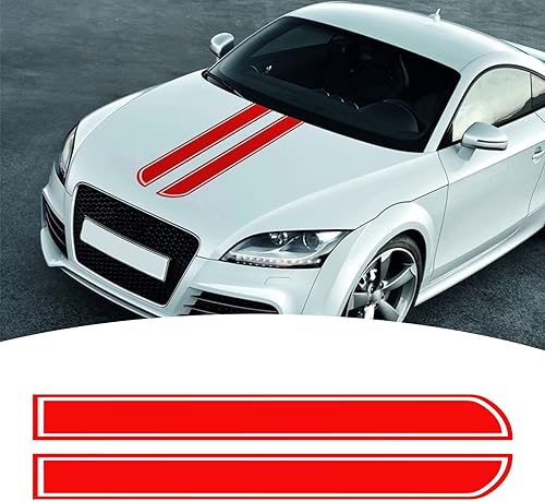 Bilisin 2 calcomanías gráficas de rayas modificadas para vehículos, decoración exterior de vinilo para el capó del automóvil, calcomanías