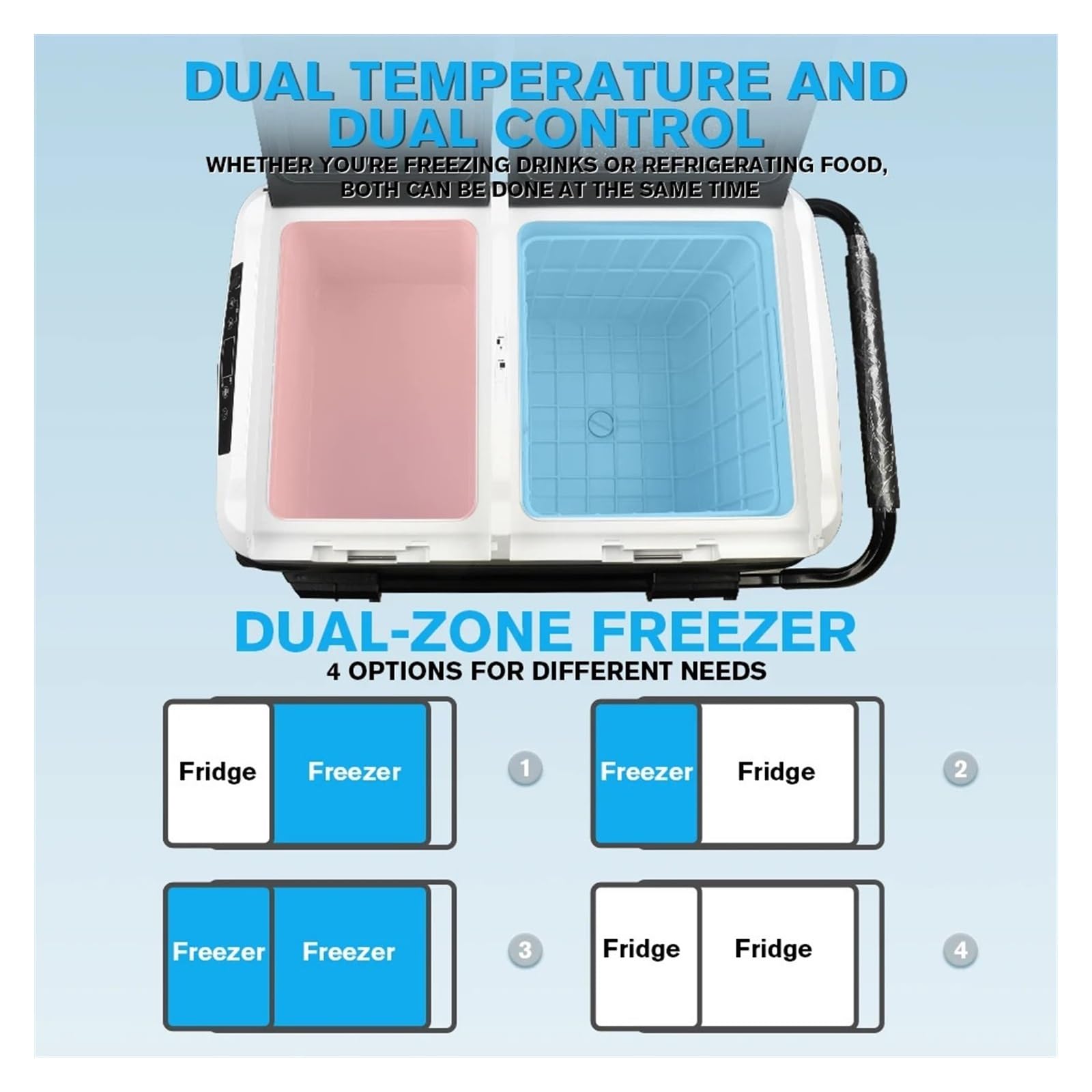 Refrigerador for Auto HL de 12 voltios, 42 l y 50 l, Doble Puerta (-20 °C a 20 °C), Ideal for camionetas, vehículos recreativos, SUV, Camping y Viajes.(50L Car Refrigerator)