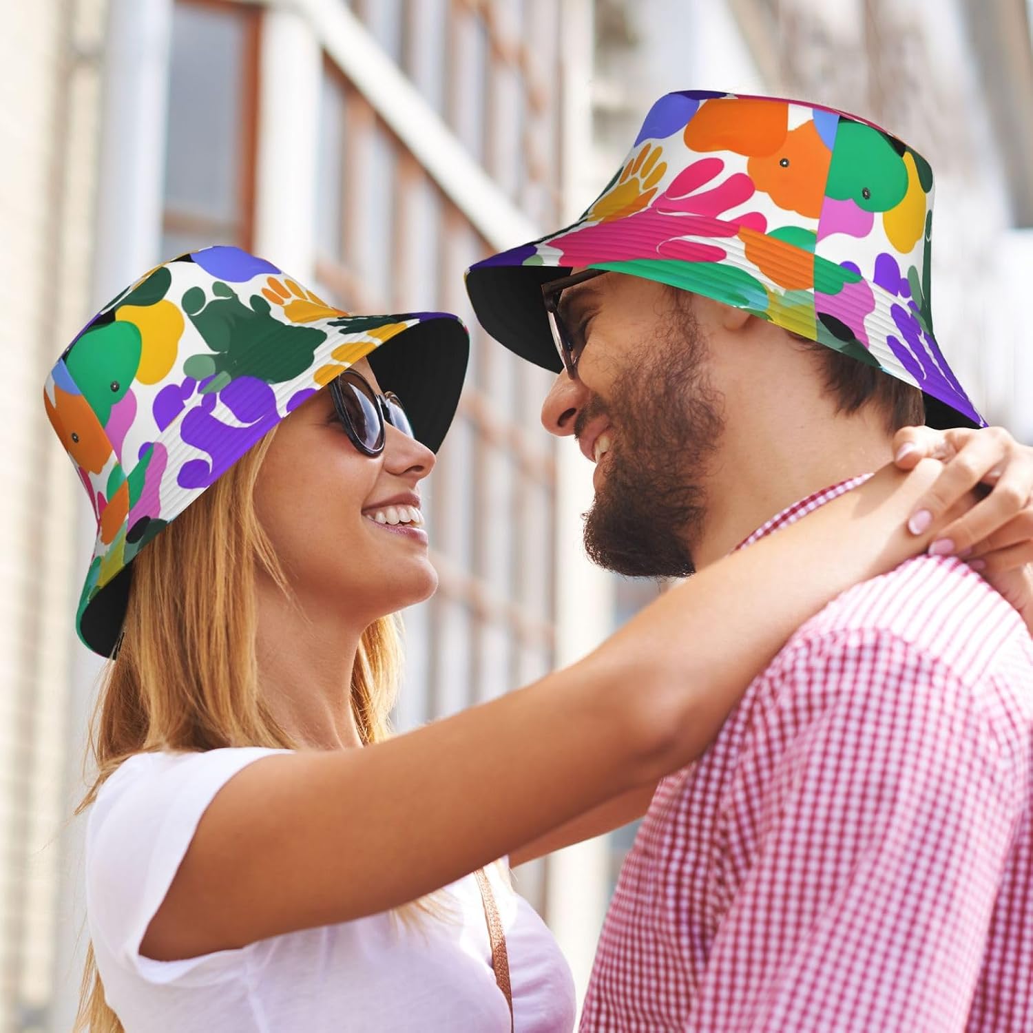 Bucket Hat Colorful Dog paw Print Summer Sun Hat Trendy Beach Funny Fisherman Hat for Men Women Unisex