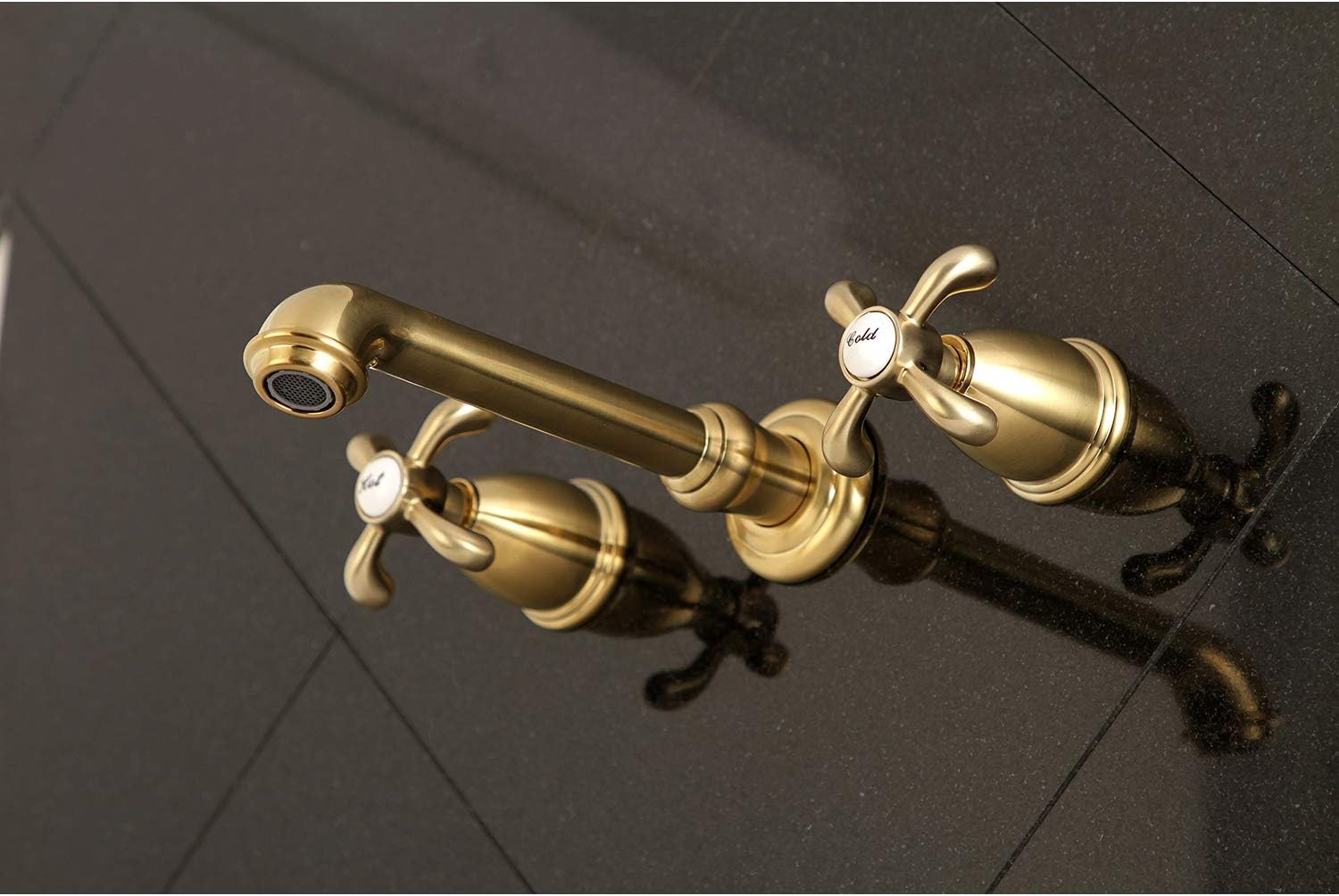 Holiday Deals 🛒 Kingston Brass KS7027TX French Country 2-Handle Wall Mount Roman Tub Faucet, Brushed Brass