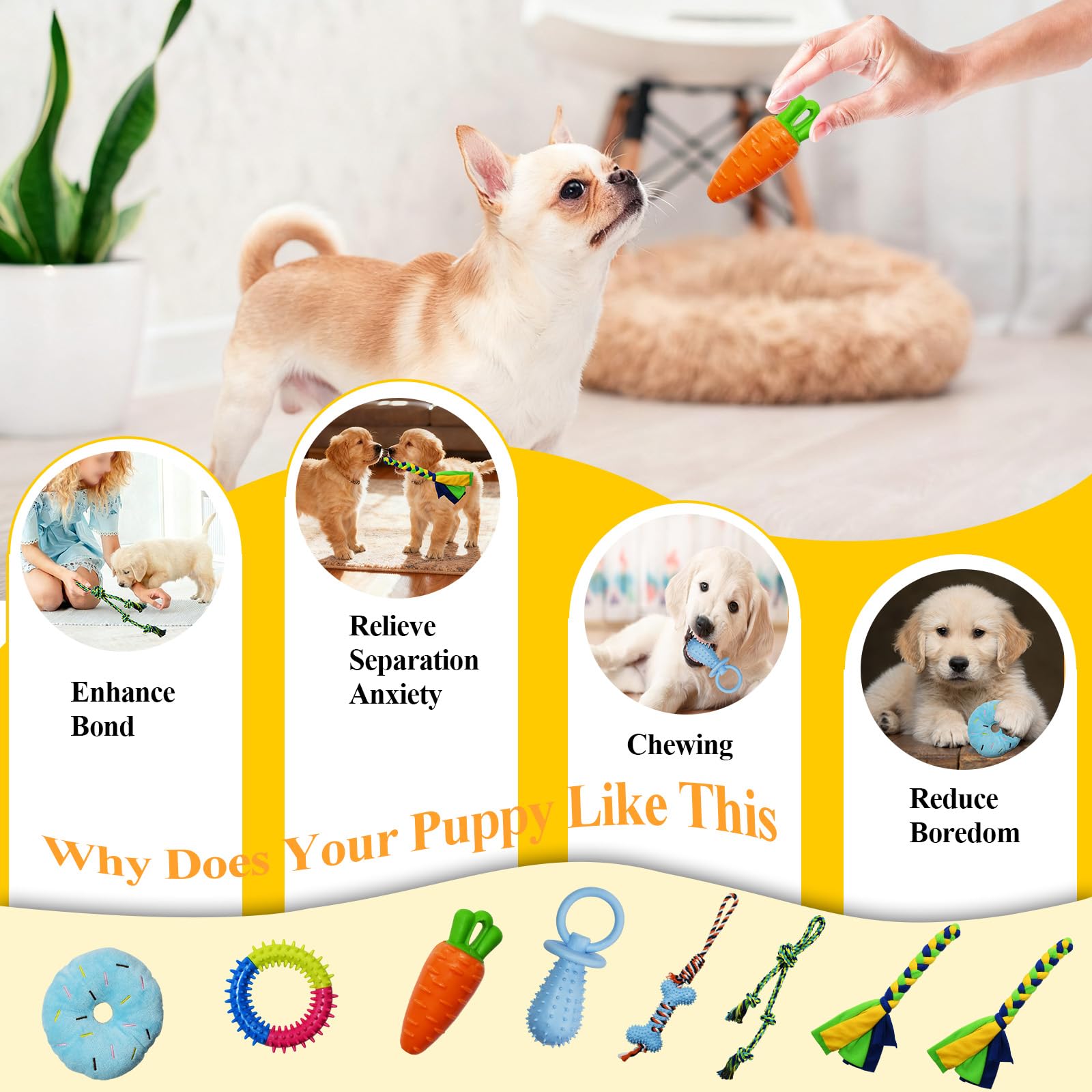 Gimnasio de juego para cachorros con 8 juguetes colgantes, gimnasio de la selva para perros pequeños y cachorros, enriquecimiento interior, centro de actividades de entrenamiento interactivo