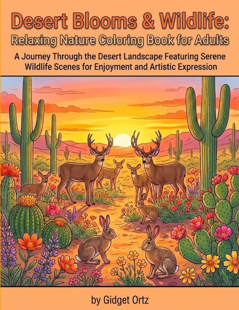 Desert Blooms & Wildlife: Relaxing Nature Coloring Book for Adults: Explore Cacti, Wildflowers, and Wildlife with Intricate Designs for Stress Relief
