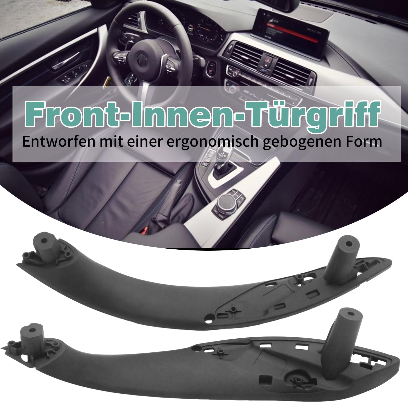 Lot de 2 poignées de porte avant intérieures de rechange pour BMW Série 3 F30 F31 F32 F34 F80 Revêtement de poignée de porte latérale pour 4 Series 428 435 Remplace 51417279311 51417279312