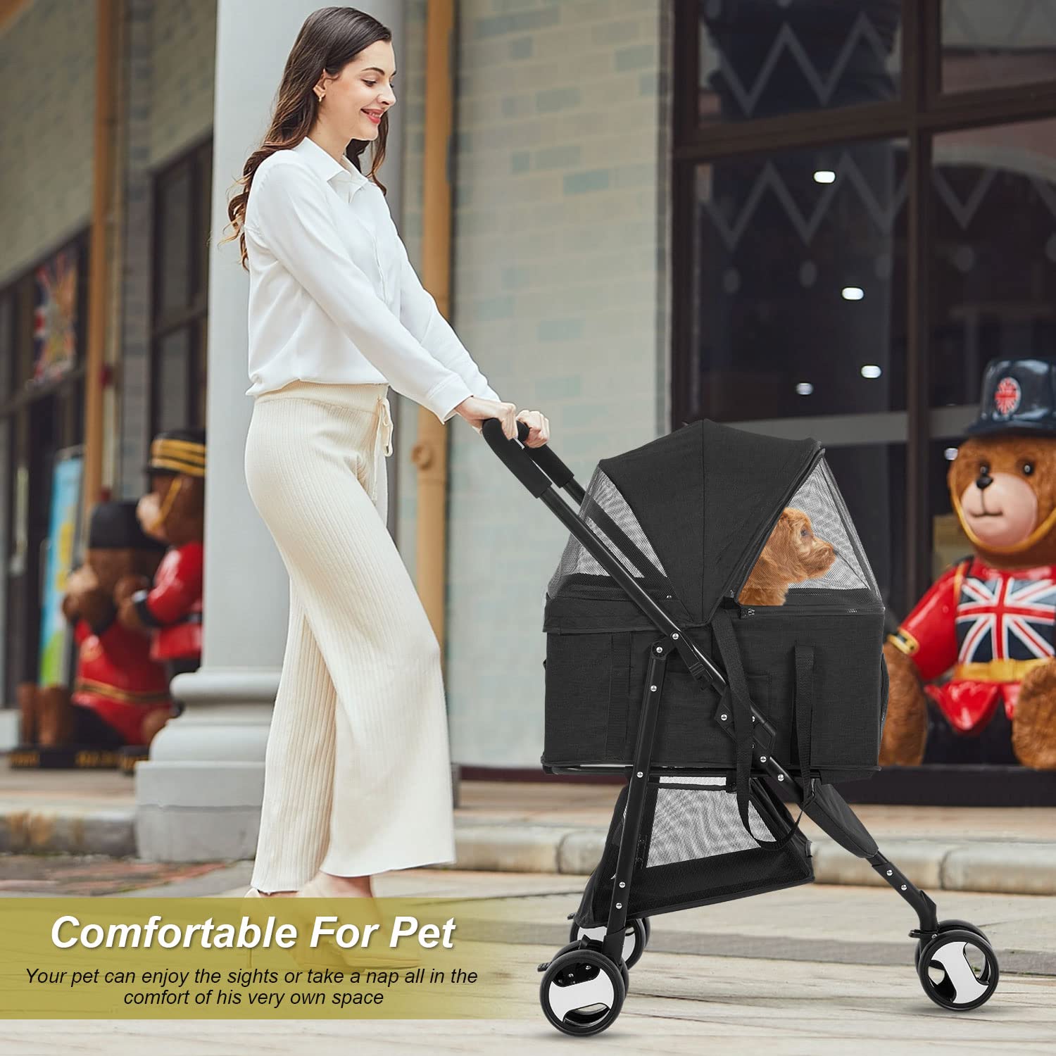 Photo 1 of *SOLD AS IS NO REFUND/RETURN**BestPet Pet Stroller Premium 3-in-1 Multifunction Dog Cat Jogger Stroller for Medium Small Dogs Cats Folding Lightweight Travel Stroller with Detachable Carrier, Black