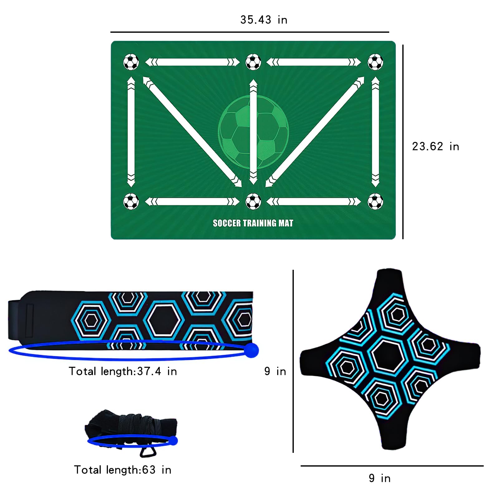 Soccer Training Mat, Football mat Training Equipment Includes Premium Anti-Slip Soccer Socks Improve Agility and Coordination,Anti-Slip Silent Absorption Soccer Footwork Mat (Green)