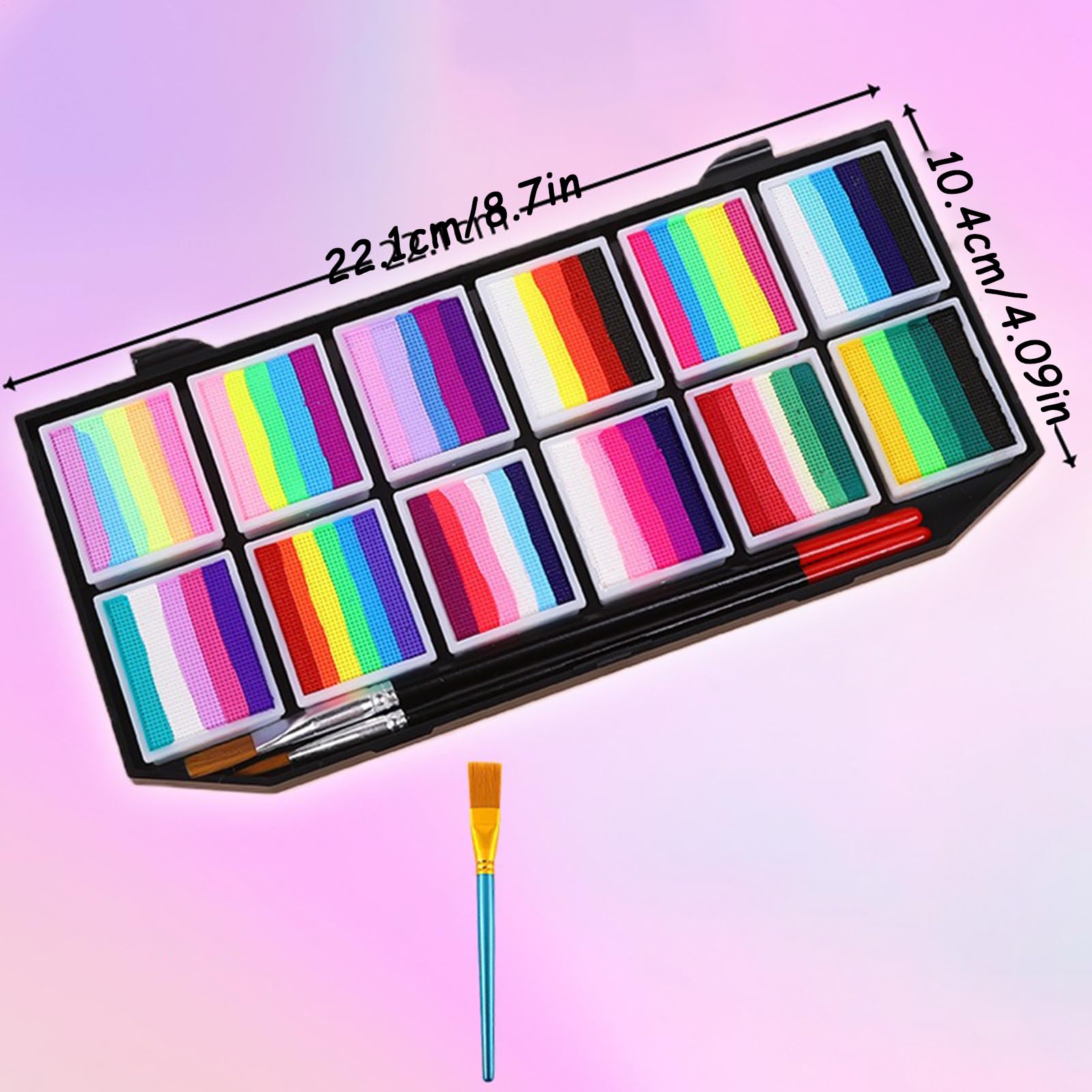 Palette De Peinture Pour Le Visage Et Le Corps, Design Respectueux De La Peau, 12 Couleurs, Palette De Maquillage Professionnelle À Gâteau Divisé, Kit De Maquillage Arc-en-, Sûr Et Pratique, Pour