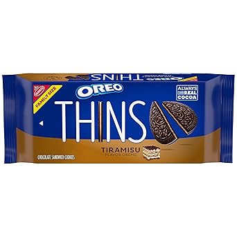 OREO Thins Tiramisu Creme Chocolate Sandwich Cookies, Family Size, 11.78 oz