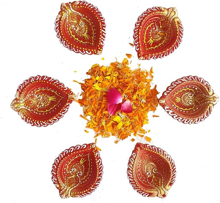 Gift Jaipur Diwali Decorative Terracotta Mitti Diyas Set of 6 - Deepak, Candles, Home Decoration Light Diya for puja Festival Decor