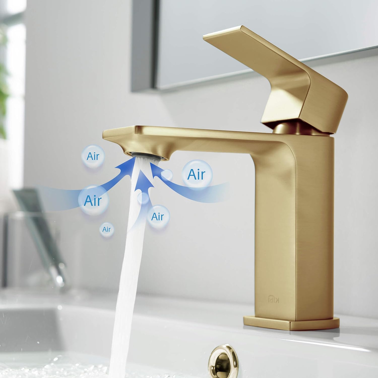 KIBI Mirage Single Handle Bathroom Sink Faucet | Solid Brass High Arc Spout | Durable and Scratch-Resistant Faucet with Easy Installation (Brushed Gold, KBF1001)