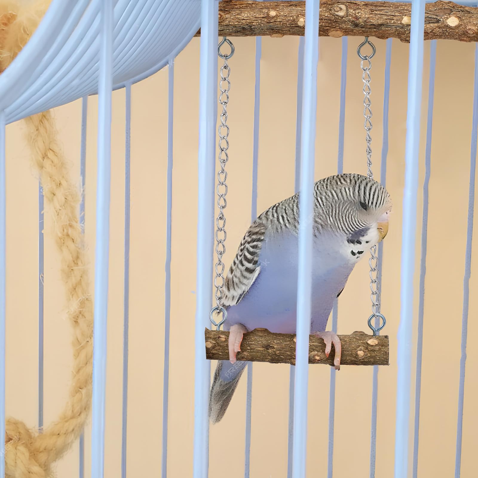 JOINPAYA Wood Bird Perches for Parakeets and Cockatiels, 4pcs Natural Spiced Wood Set with 6-8cm Platform, T-Shaped and Small 15-17cm Standing Branches, Bird Cage Accessories for Climbing - image 5