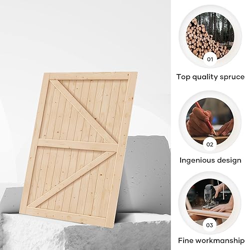 Miniatura 3 de EaseLife Puerta de granero de 36 x 84 pulgadas (puerta doble de 18 x 84 pulgadas) con herrajes para puerta corredera de 6.6 pies y asa incluidos,