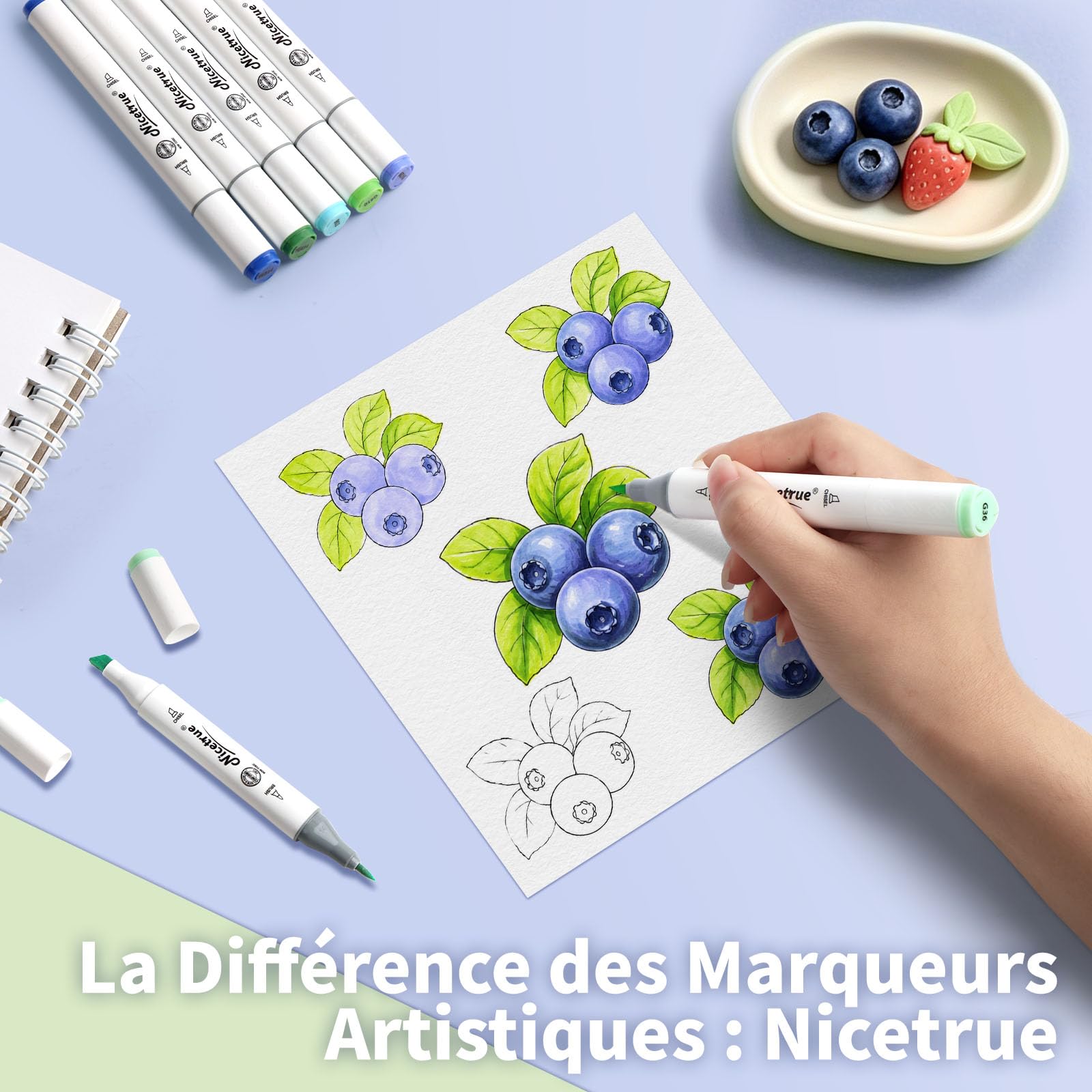 Marqueurs à alcool pinceau et burin – Lot de 320 marqueurs à base d'alcool pour artistes et adultes – Double pointe pinceau et burin – Rechargeable – Certifié ASTM D-4236