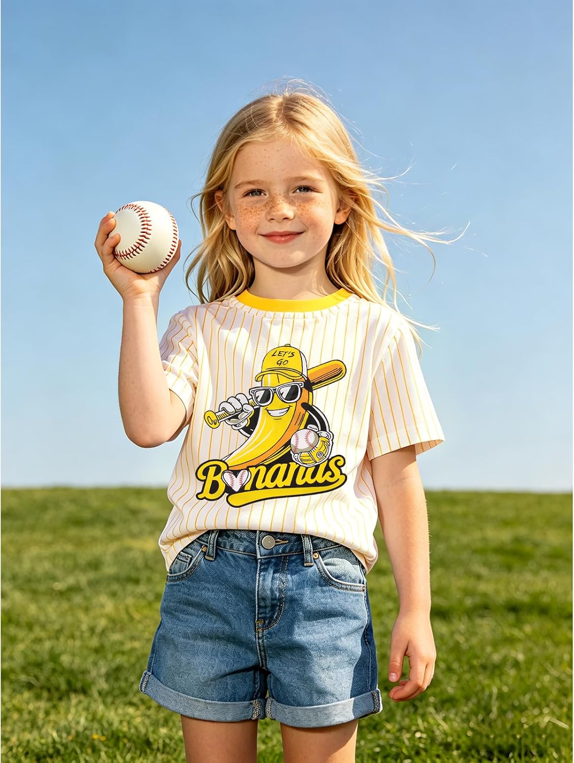Toddler Boy Girl Baseball Shirt Kids Game Day Short Sleeve T-Shirt Baseball Team Jersey Banana Graphic Tee Tops