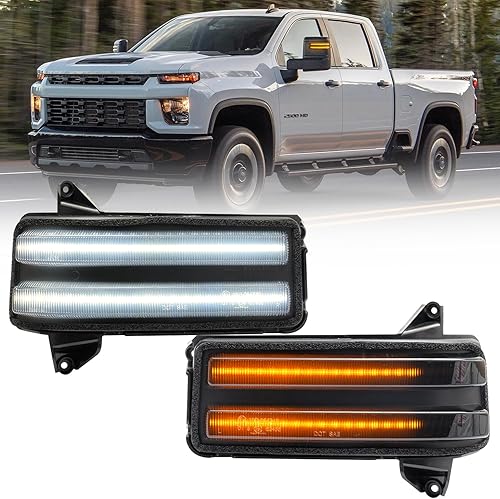 Luces LED secuenciales de marcador de espejo lateral para Chevy Silverado GMC Sierra 2500HD 3500HD 3500HD, indicador de señal de giro ámbar y