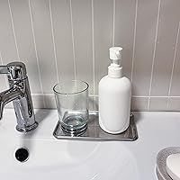 Vista 3 de IMEEA Pequeña bandeja de tocador rectangular de acero inoxidable, pequeña bandeja para joyas, bandeja de baño, organizador de almacenamiento