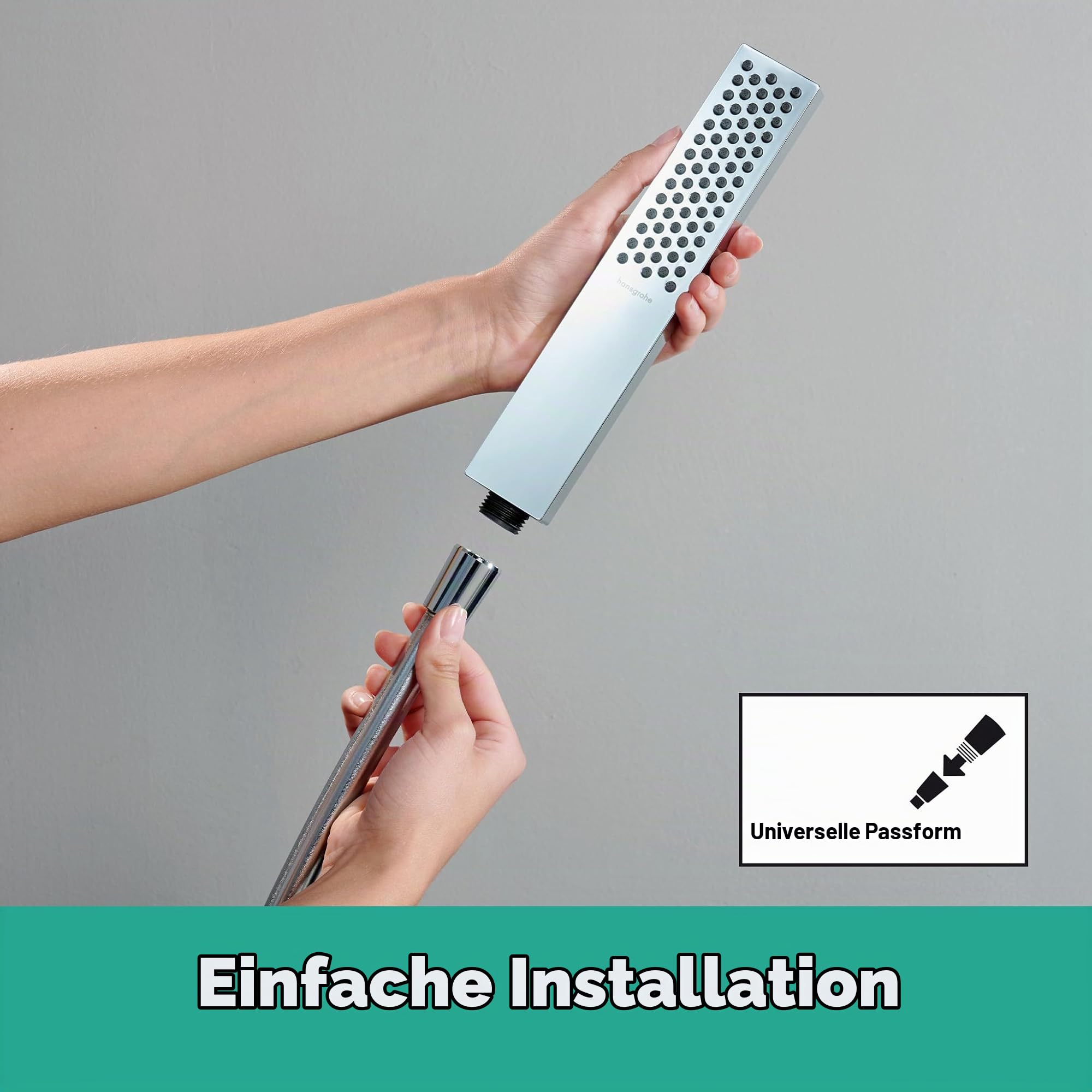 hansgrohe wassersparende Stabhandbrause Pulsify E, Sparduschkopf (EcoSmart), Duschkopf mit 1 Strahlart, Duschbrause, Antikalk-Funktion, Chrom