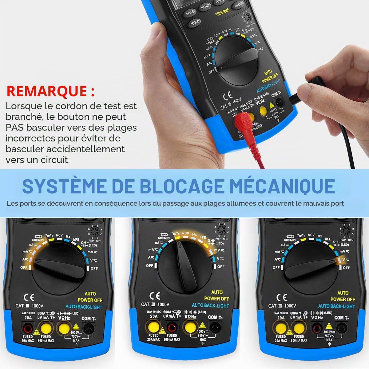 Multimètre Numérique 6000 Comptes INFURIDER YF-770N Testeur de Tension à Plage Automatique AC DC Amp Volt Ohm Mètre pour Capacité, Continuité et Diode, Multi-testeur avec Protection Mécanique