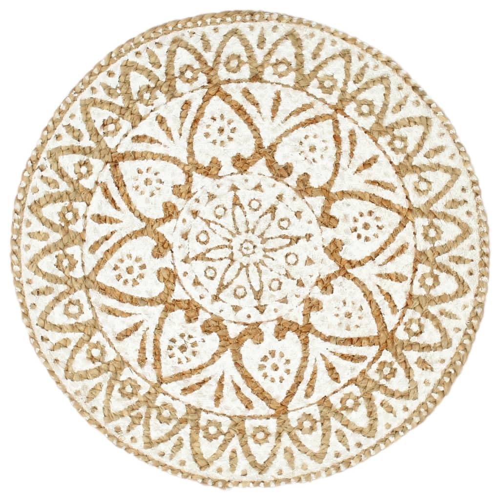 Lot de 6 sets de table ronds en jute tressés faits à la main pour table de salle à manger Blanc 38 cm
