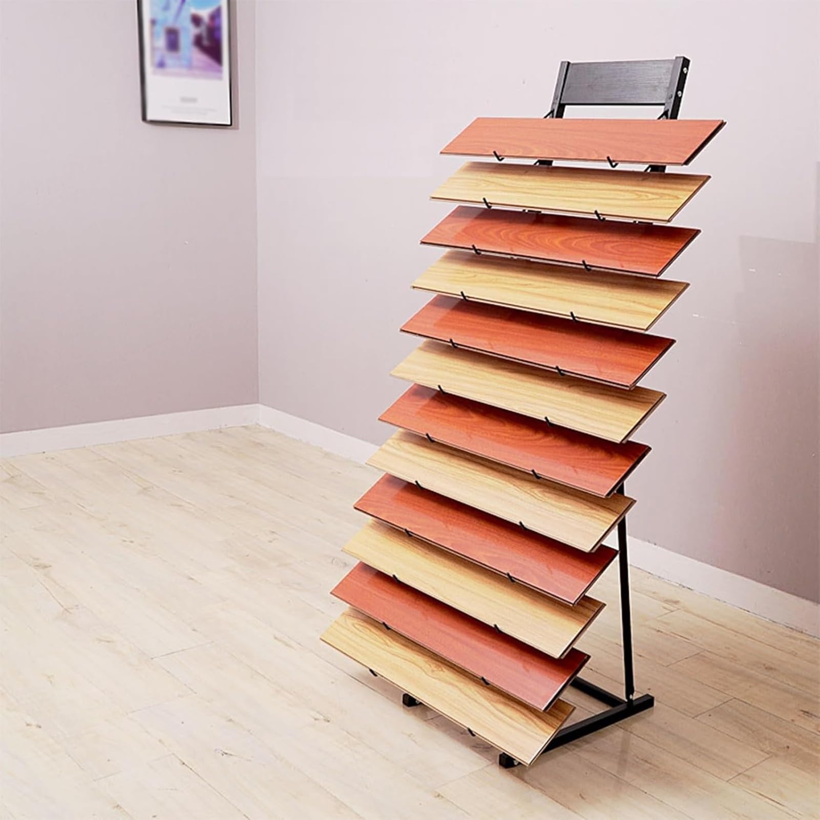 11 Tier Floor Tile Sample Organizer Holder, Ceramic Floor Tile Porcelain Tile Display Stand Storage Shelf?Wooden Floor Sample Holder,Heavy Duty Floating Shelf, for Showrooms Stores Warehouses